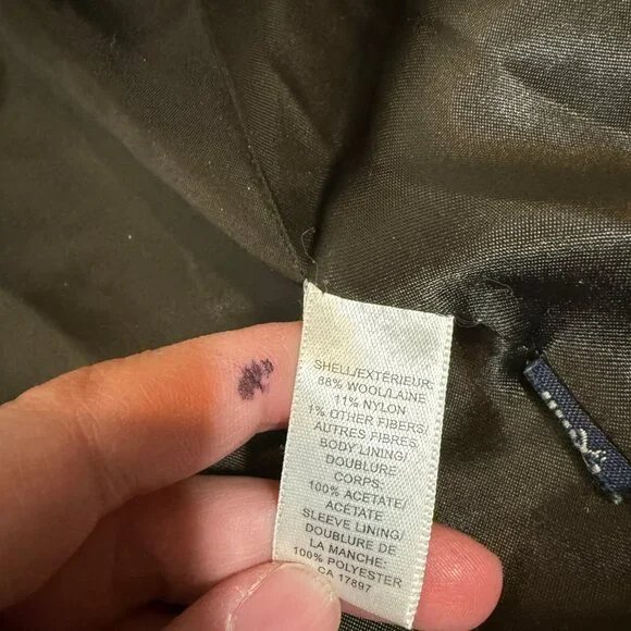 Banana Republic Green Wool Mid Length Coat Military Belted Classic S - Picture 9 of 14